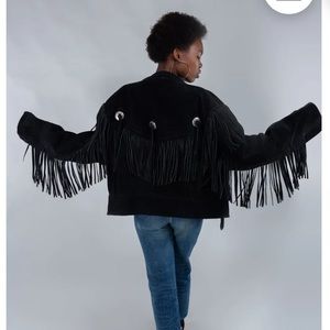 Vintage A.M.I London Western Fringe Jacket Suede Southwestern Cowboy Boho L
